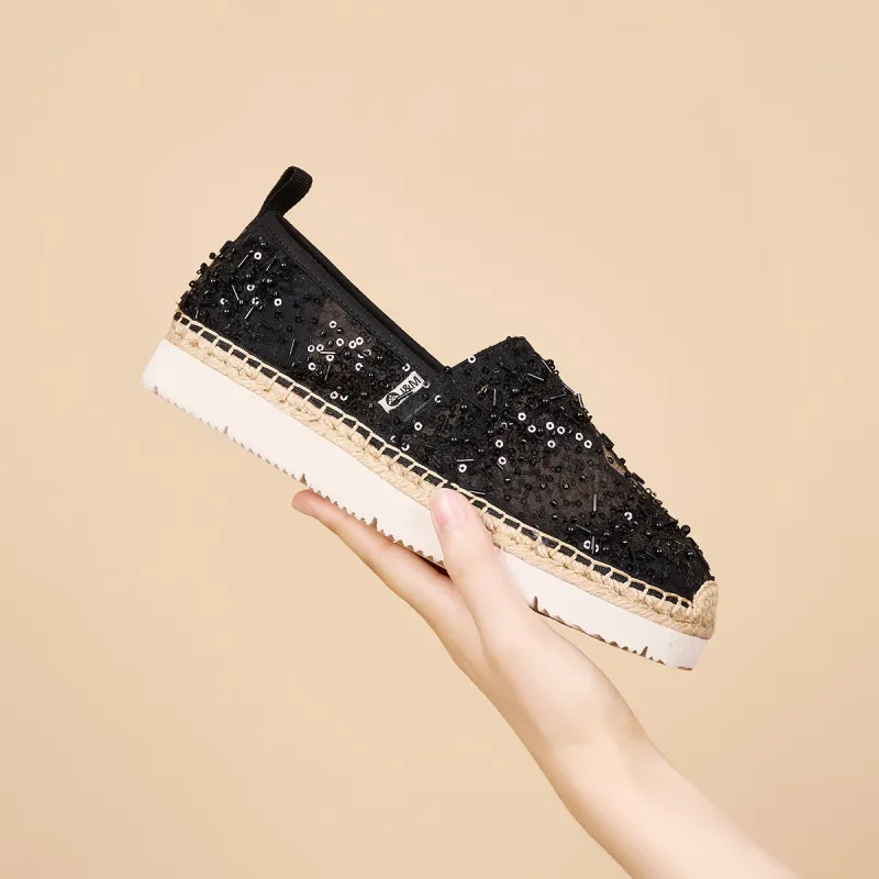 Joy&Mario Espadrilles Women's Black/Champagne/Gold-6