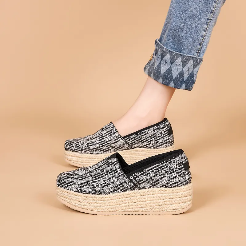Joy&Mario Espadrilles Women's Black/White/Black Gold-4