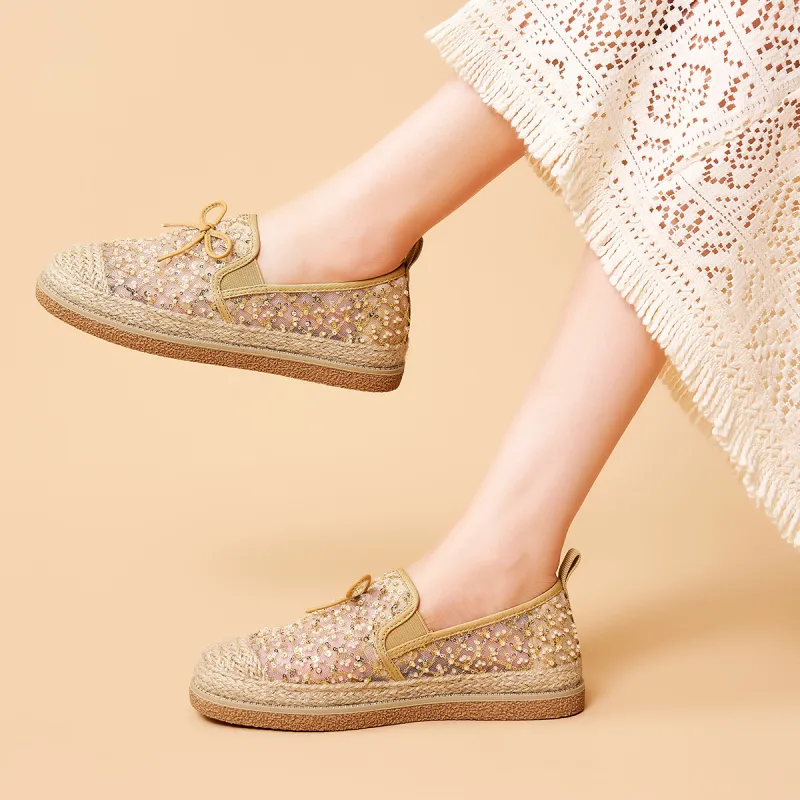 Joy&Mario Espadrilles Women's Black/Gold/Ecru-13