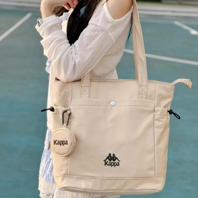 Kappa Polyamide Large Capacity Tote Shoulder Bag, Commuter Bag, Handbag Unisex Versatile Coffee-3