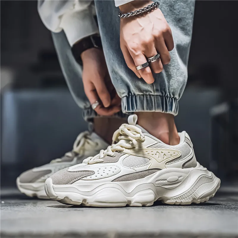 Wooden Rabbit Cushioning Anti-Slip Wear-Resistant Breathable Height Increasing Low-Top Chunky Sneakers Men's-7