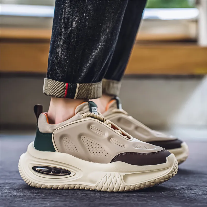 Wooden Rabbit Cushioning, Wear Resistant Mid Top Chunky Sneakers Men's-7