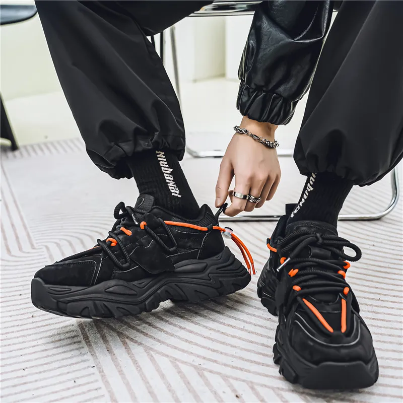 Wooden Rabbit Cushioned Slip-Resistant Waterproof And Breathable Height Increasing Low-Top Chunky Sneakers Men's-3