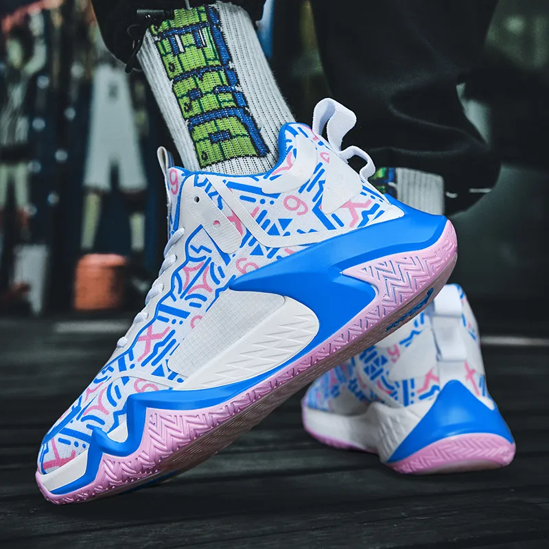 Wooden Rabbit Anti Slip Wear Resistant Mid Top Basketball Shoes Men's-3