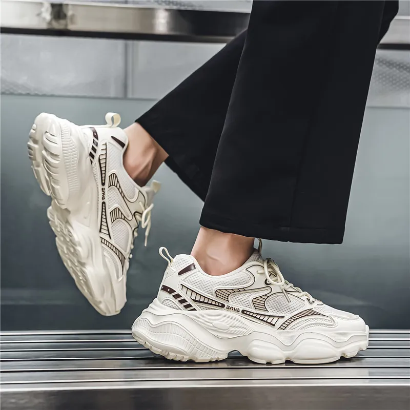 Wooden Rabbit Cushioning Anti-Slip Wear-Resistant Breathable Height Increasing Low-Top Chunky Sneakers Men's-14