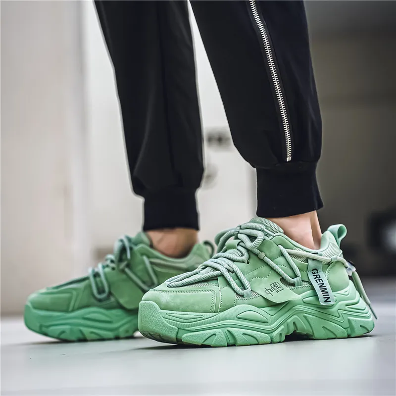 Wooden Rabbit Cushioned Slip-Resistant Waterproof And Breathable Height Increasing Low-Top Chunky Sneakers Men's-12