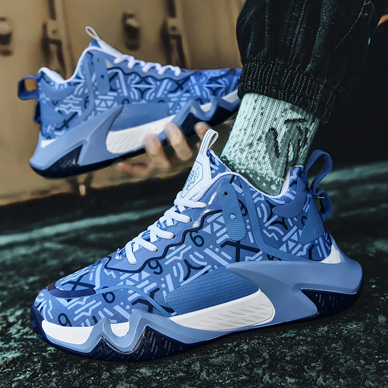 Wooden Rabbit Anti Slip Wear Resistant Mid Top Basketball Shoes Men's-7