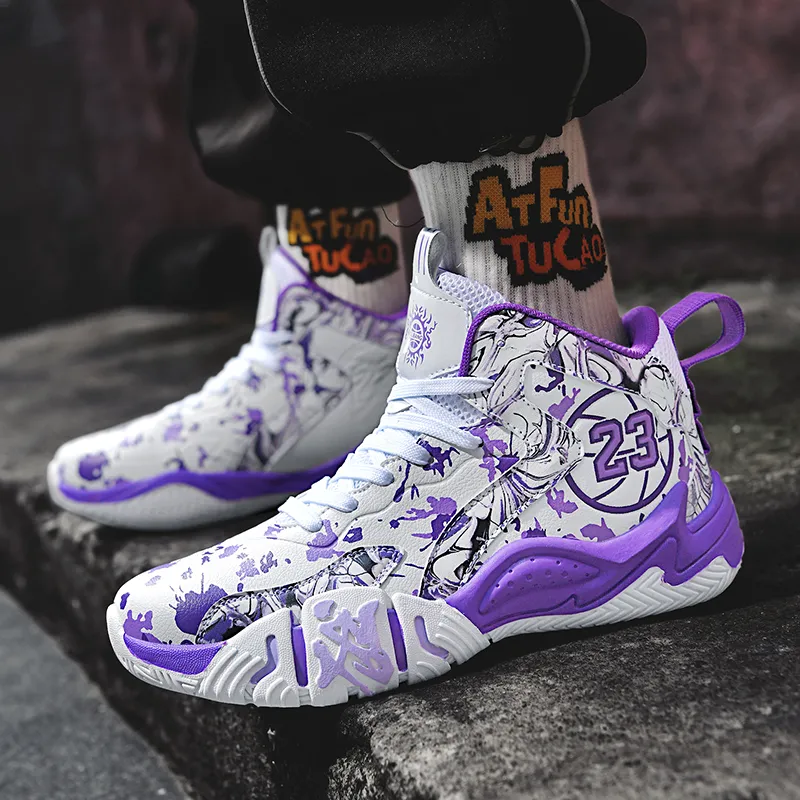 Wooden Rabbit Anti Slip Wear Resistant Mid Top Basketball Shoes Unisex-12