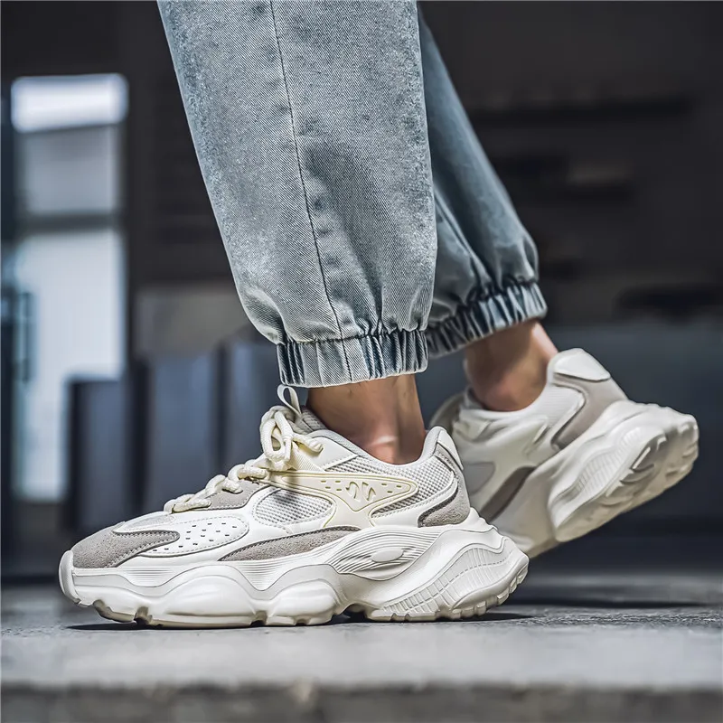 Wooden Rabbit Cushioning Anti-Slip Wear-Resistant Breathable Height Increasing Low-Top Chunky Sneakers Men's-9
