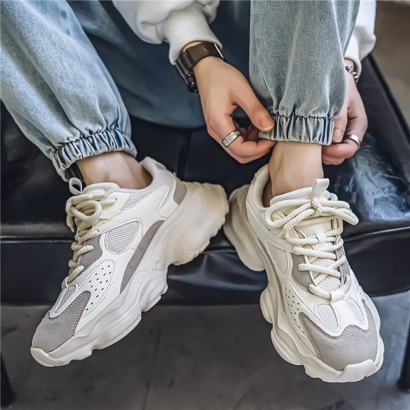 Wooden Rabbit Cushioning Anti-Slip Wear-Resistant Breathable Height Increasing Low-Top Chunky Sneakers Men's-8