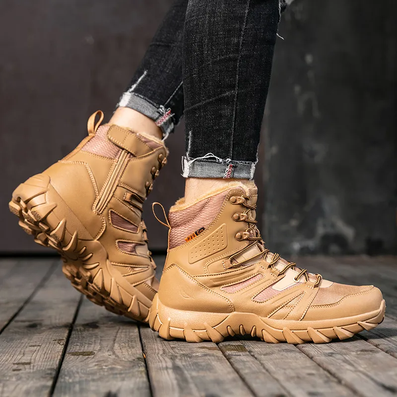 Wooden Rabbit Thermal Abrasion Resistant Cushioning Height Increasing Slip Resistant Short Outdoor Boots Men's-4