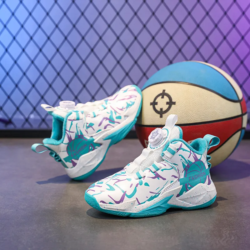 Wooden Rabbit Wear Resistant Breathable Lightweight Cushioning Warm Mid Top Children's Basketball Shoes Kids'-4