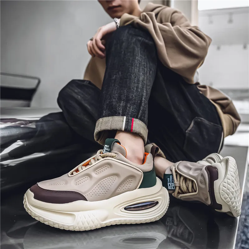 Wooden Rabbit Cushioning, Wear Resistant Mid Top Chunky Sneakers Men's-9
