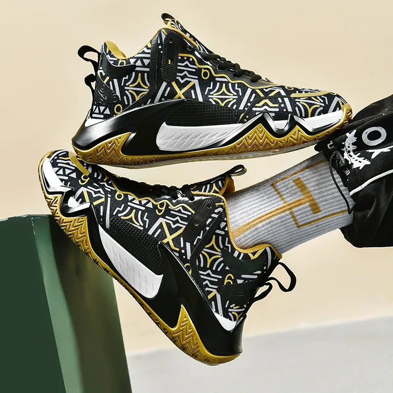 Wooden Rabbit Anti Slip Wear Resistant Mid Top Basketball Shoes Men's-12