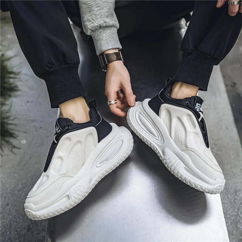 Wooden Rabbit Cushioning, Wear Resistant Mid Top Chunky Sneakers Men's-3