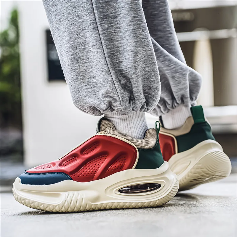 Wooden Rabbit Cushioning, Slip Resistant, Abrasion Resistant, Height Increasing Low Top Chunky Sneakers Men's-4