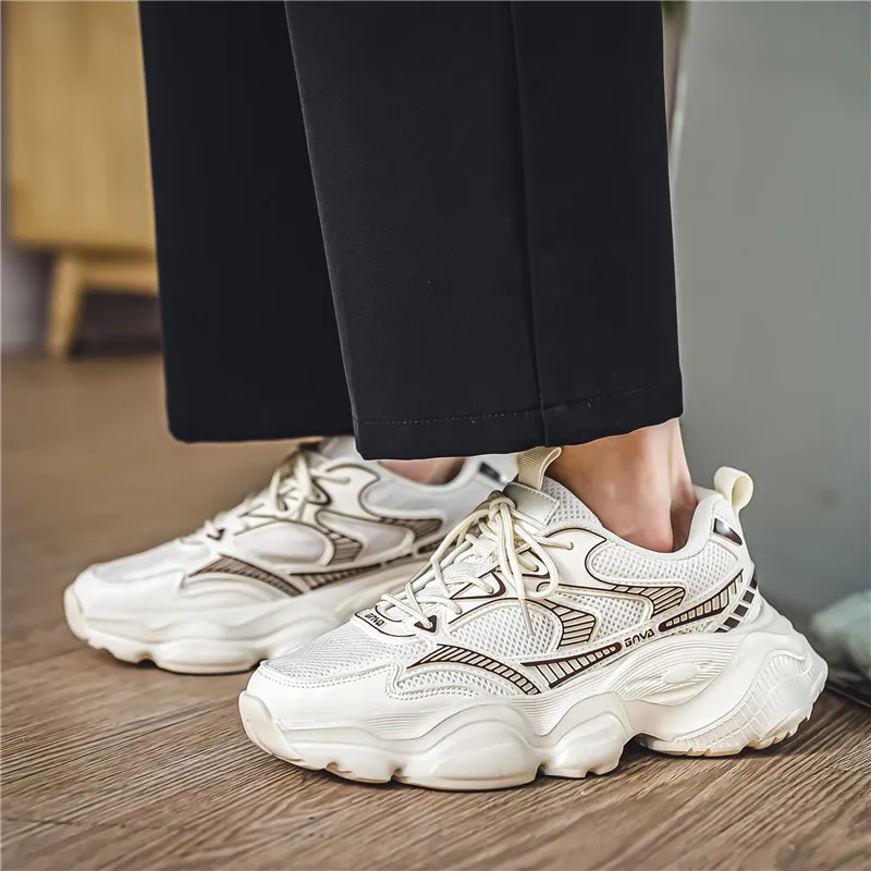 Wooden Rabbit Cushioning Anti-Slip Wear-Resistant Breathable Height Increasing Low-Top Chunky Sneakers Men's-11