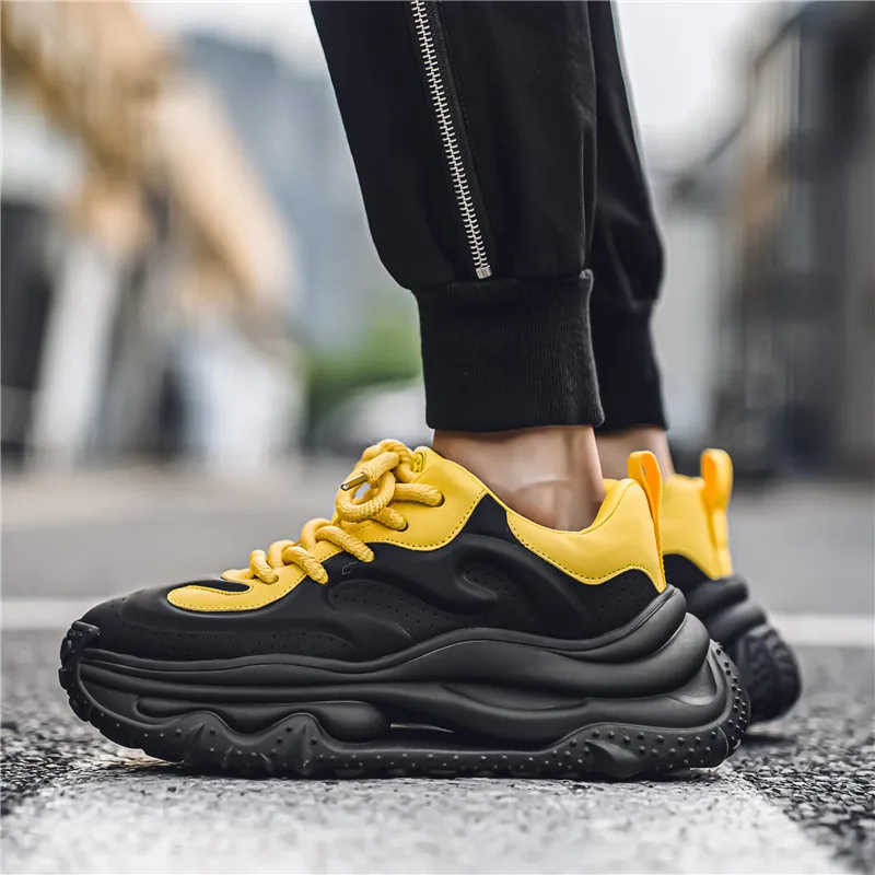 Wooden Rabbit Cushioning, Slip Resistant, Abrasion Resistant, Height Increasing Low Top Chunky Sneakers Men's-2