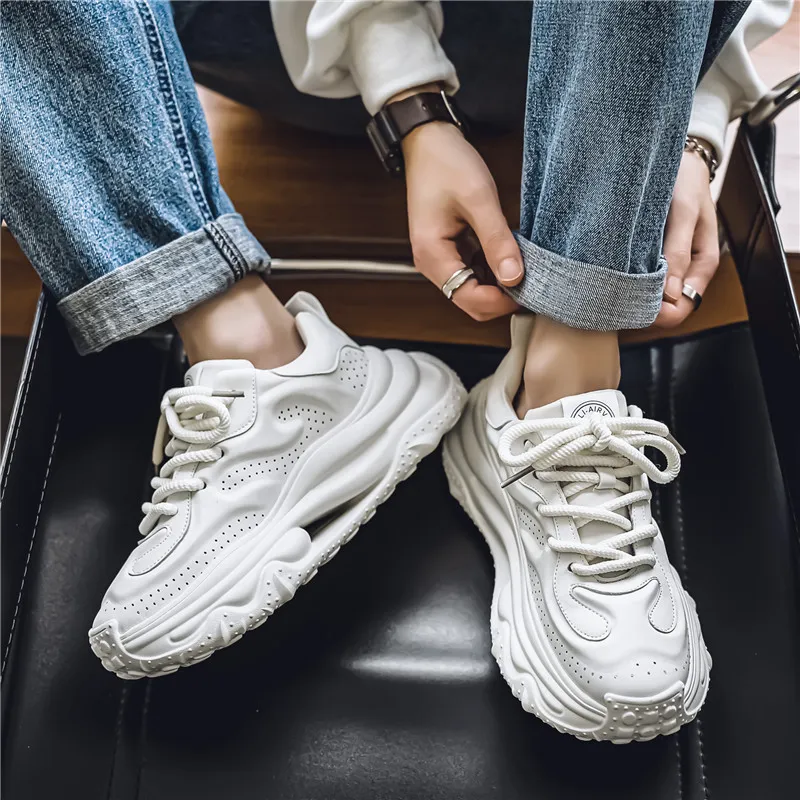 Wooden Rabbit Cushioning, Slip Resistant, Abrasion Resistant, Height Increasing Low Top Chunky Sneakers Men's-8