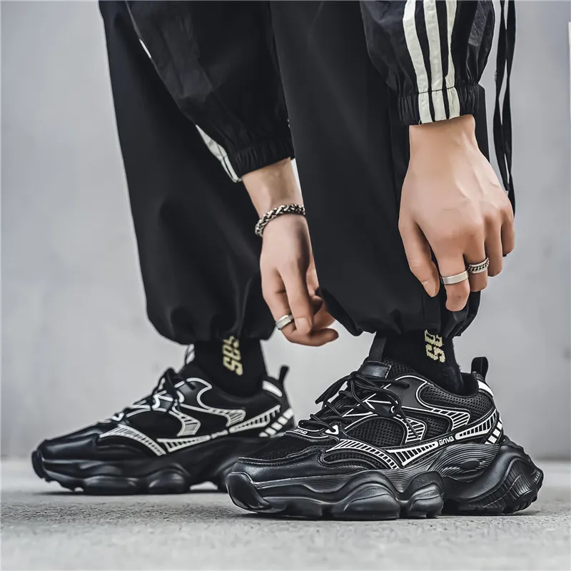 Wooden Rabbit Cushioning Anti-Slip Wear-Resistant Breathable Height Increasing Low-Top Chunky Sneakers Men's-1