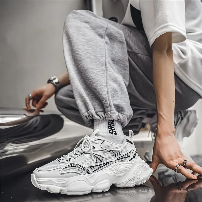 Wooden Rabbit Cushioning Anti-Slip Wear-Resistant Breathable Height Increasing Low-Top Chunky Sneakers Men's-8