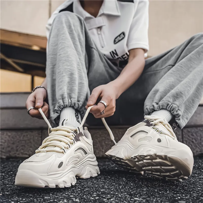 Wooden Rabbit Cushioning Anti-Slip Wear-Resistant Breathable Height Increasing Low-Top Chunky Sneakers Men's-7