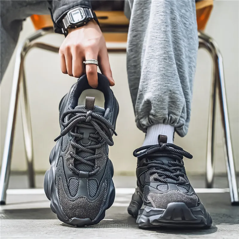 Wooden Rabbit Cushioning Anti-Slip Wear-Resistant Breathable Height Increasing Low-Top Chunky Sneakers Men's-13