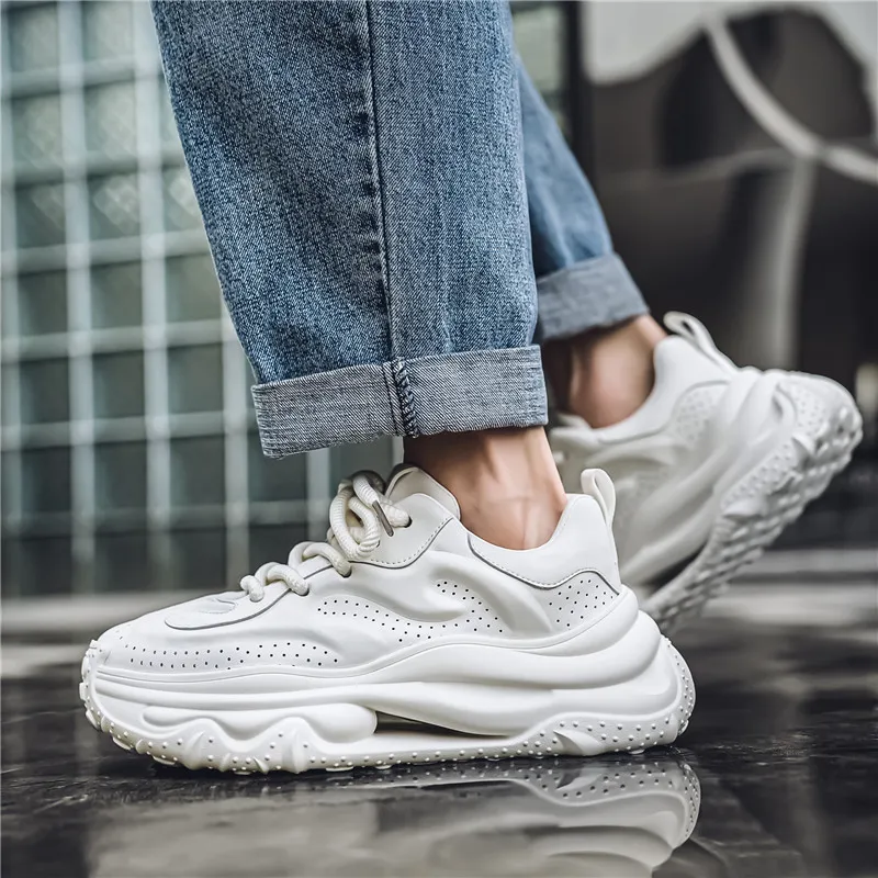 Wooden Rabbit Cushioning, Slip Resistant, Abrasion Resistant, Height Increasing Low Top Chunky Sneakers Men's-9