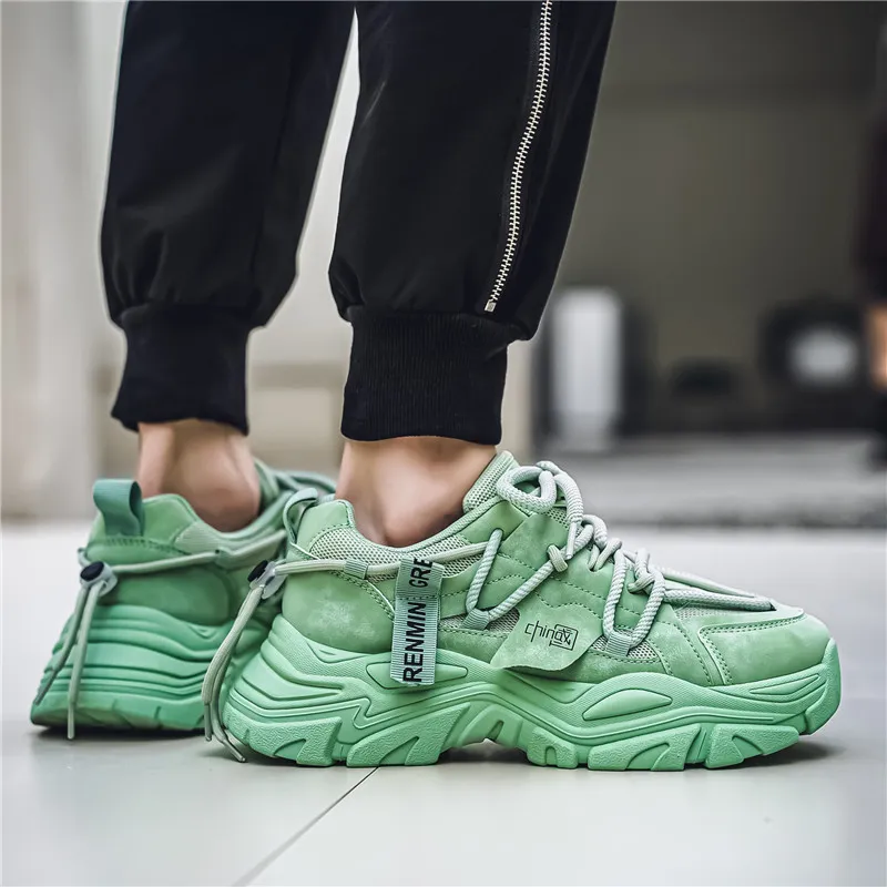 Wooden Rabbit Cushioned Slip-Resistant Waterproof And Breathable Height Increasing Low-Top Chunky Sneakers Men's-14