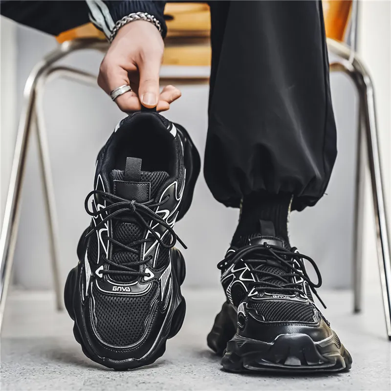 Wooden Rabbit Cushioning Anti-Slip Wear-Resistant Breathable Height Increasing Low-Top Chunky Sneakers Men's-2