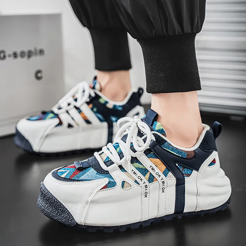 Wooden Rabbit Cushioning, Slip Resistant, Abrasion Resistant, Height Increasing Low Top Casual Shoes Men's-7