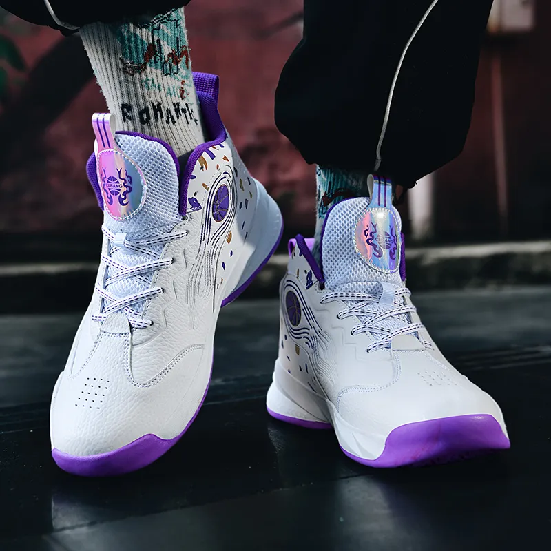 Wooden Rabbit Anti Slip Wear Resistant High Top Basketball Shoes Unisex-14