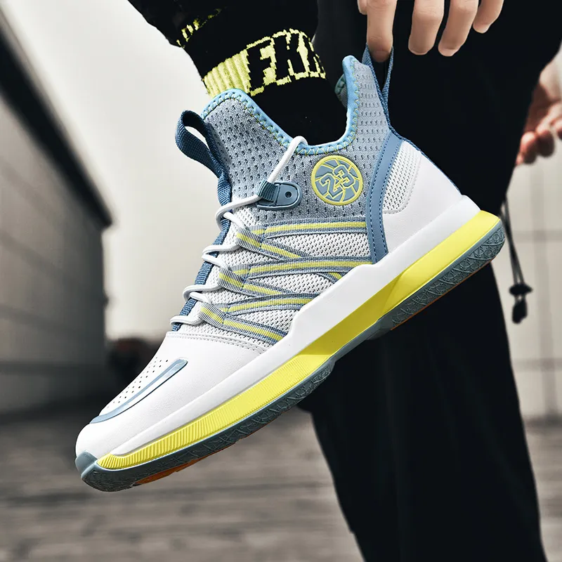 Wooden Rabbit Anti Slip Wear Resistant Mid Top Basketball Shoes Men's-8