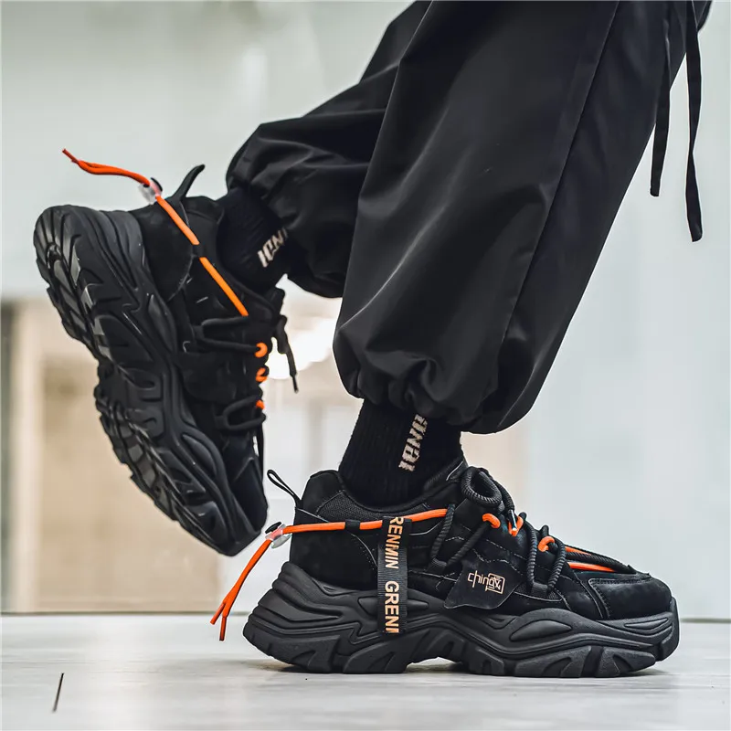 Wooden Rabbit Cushioned Slip-Resistant Waterproof And Breathable Height Increasing Low-Top Chunky Sneakers Men's-4