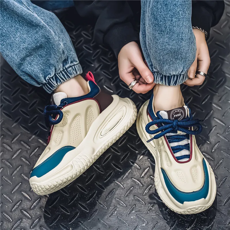 Wooden Rabbit Cushioning, Slip Resistant, Abrasion Resistant, Height Increasing Low Top Chunky Sneakers Men's-7