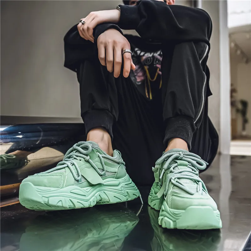 Wooden Rabbit Cushioned Slip-Resistant Waterproof And Breathable Height Increasing Low-Top Chunky Sneakers Men's-13