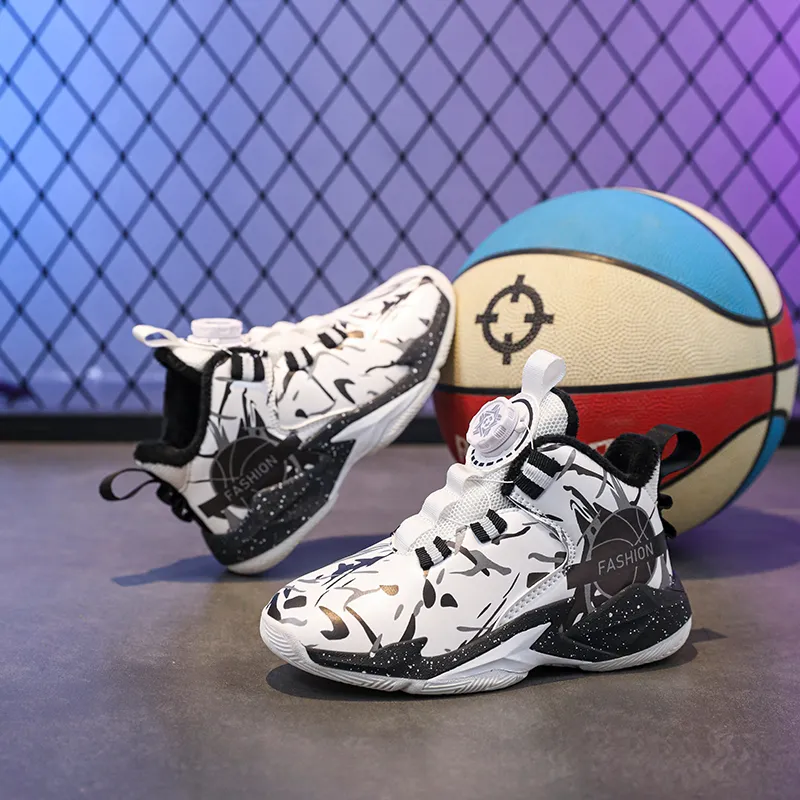 Wooden Rabbit Wear Resistant Breathable Lightweight Cushioning Warm Mid Top Children's Basketball Shoes Kids'-14