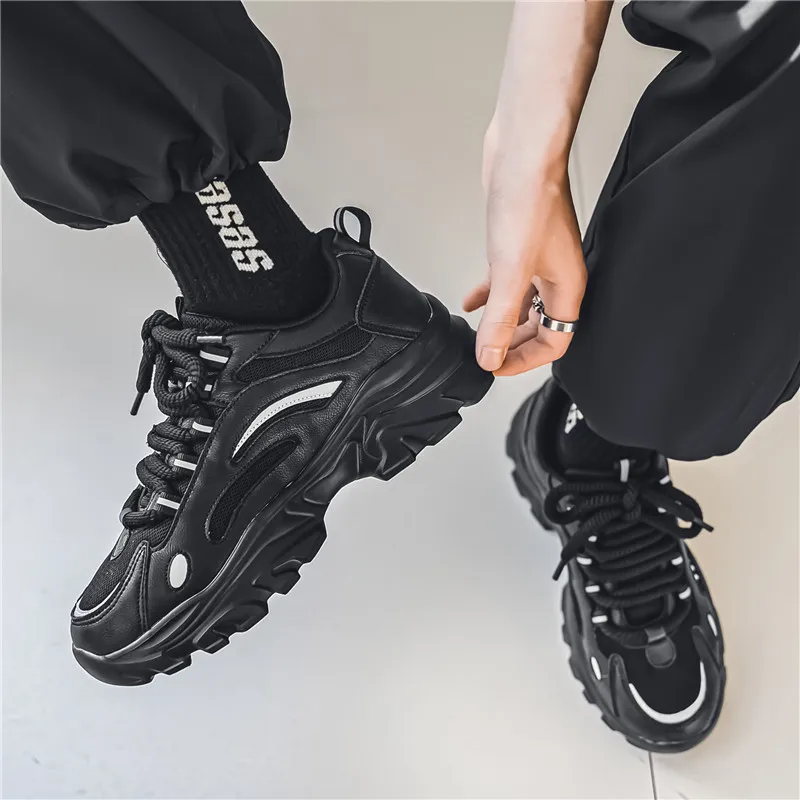 Wooden Rabbit Cushioning Anti-Slip Wear-Resistant Breathable Height Increasing Low-Top Chunky Sneakers Men's-2