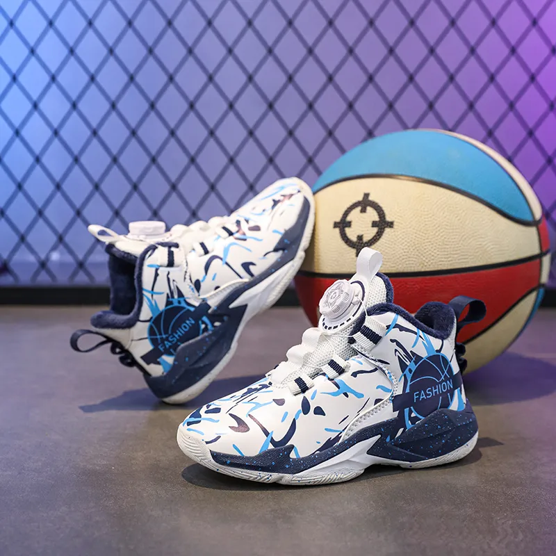 Wooden Rabbit Wear Resistant Breathable Lightweight Cushioning Warm Mid Top Children's Basketball Shoes Kids'-9