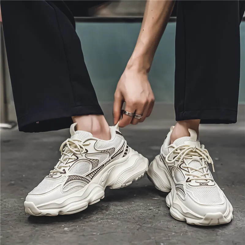 Wooden Rabbit Cushioning Anti-Slip Wear-Resistant Breathable Height Increasing Low-Top Chunky Sneakers Men's-12