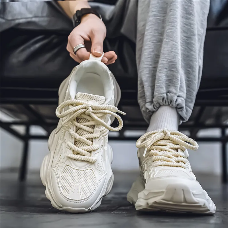 Wooden Rabbit Cushioning Anti-Slip Wear-Resistant Breathable Height Increasing Low-Top Chunky Sneakers Men's-8