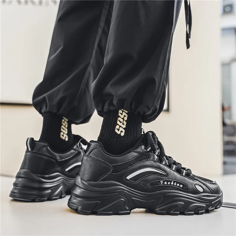 Wooden Rabbit Cushioning Anti-Slip Wear-Resistant Breathable Height Increasing Low-Top Chunky Sneakers Men's-3