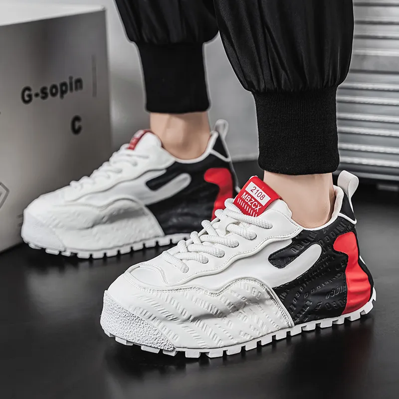 Wooden Rabbit Cushioning, Slip Resistant, Abrasion Resistant, Height Increasing Low Top Casual Shoes Men's-2