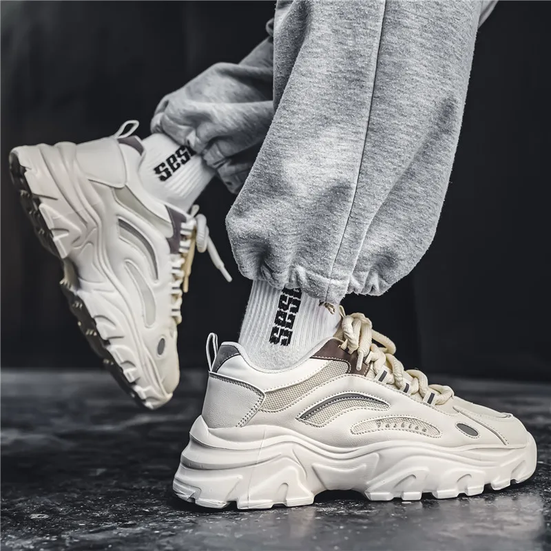 Wooden Rabbit Cushioning Anti-Slip Wear-Resistant Breathable Height Increasing Low-Top Chunky Sneakers Men's-8