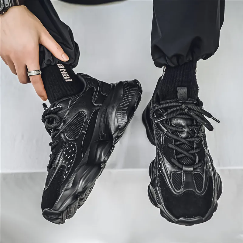 Wooden Rabbit Cushioning Anti-Slip Wear-Resistant Breathable Height Increasing Low-Top Chunky Sneakers Men's-3