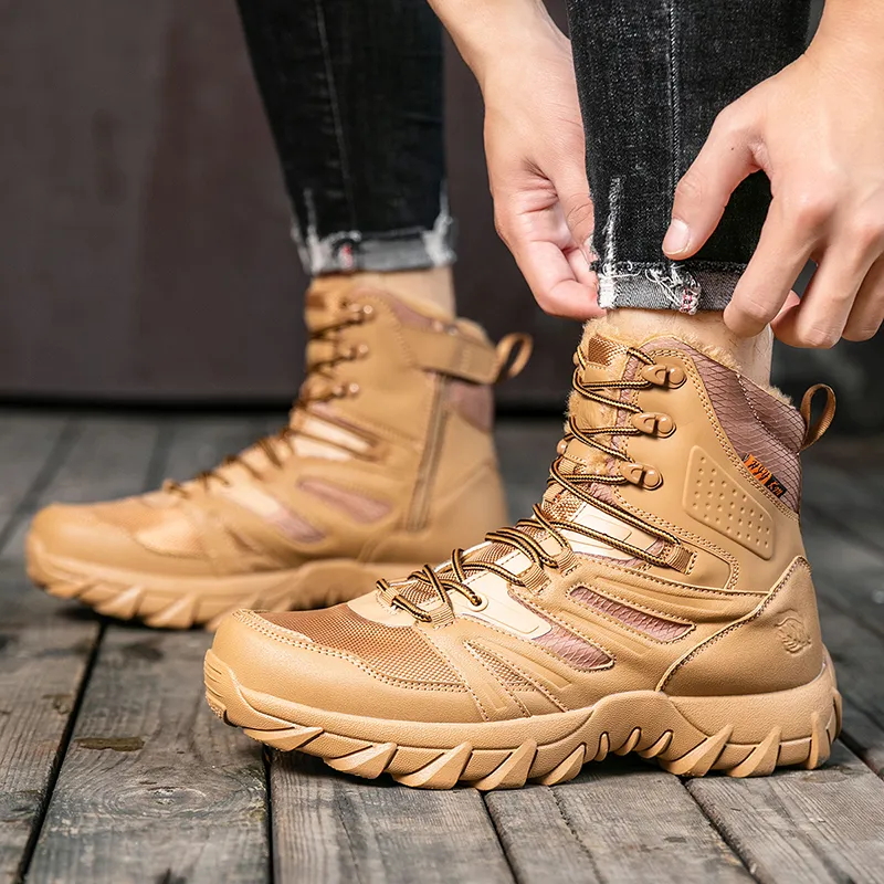 Wooden Rabbit Thermal Abrasion Resistant Cushioning Height Increasing Slip Resistant Short Outdoor Boots Men's-3