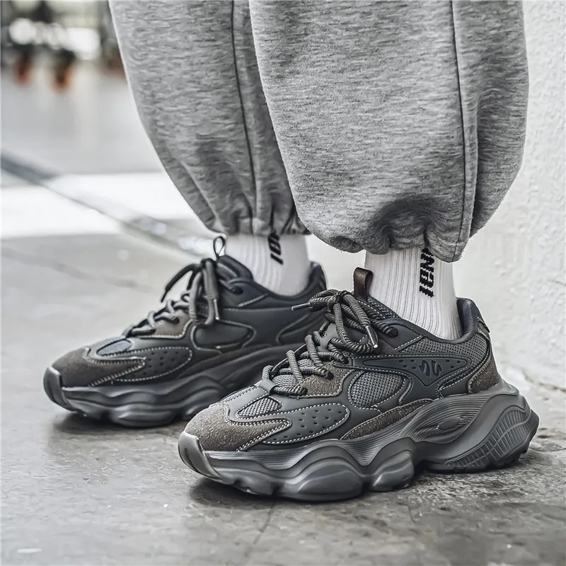 Wooden Rabbit Cushioning Anti-Slip Wear-Resistant Breathable Height Increasing Low-Top Chunky Sneakers Men's-12