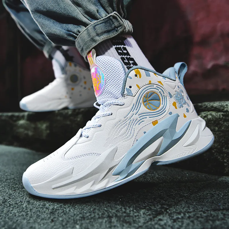 Wooden Rabbit Anti Slip Wear Resistant High Top Basketball Shoes Unisex-9