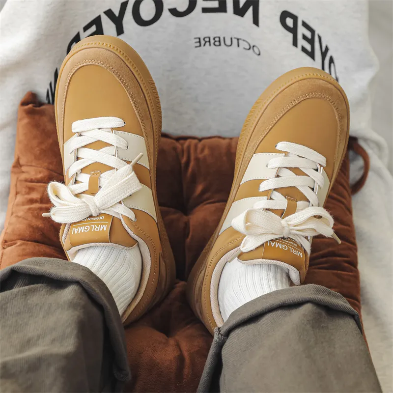 Wooden Rabbit Anti Slip Wear Resistant Low Top Skateboard Shoes Men's Khaki-3