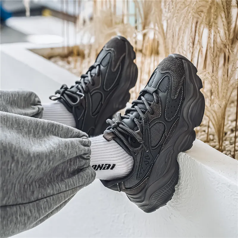 Wooden Rabbit Cushioning Anti-Slip Wear-Resistant Breathable Height Increasing Low-Top Chunky Sneakers Men's-14